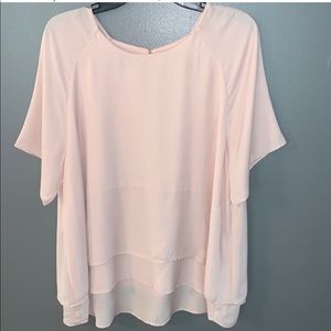 Metaphor Chiffon Blush Pink Layered Blouse XL